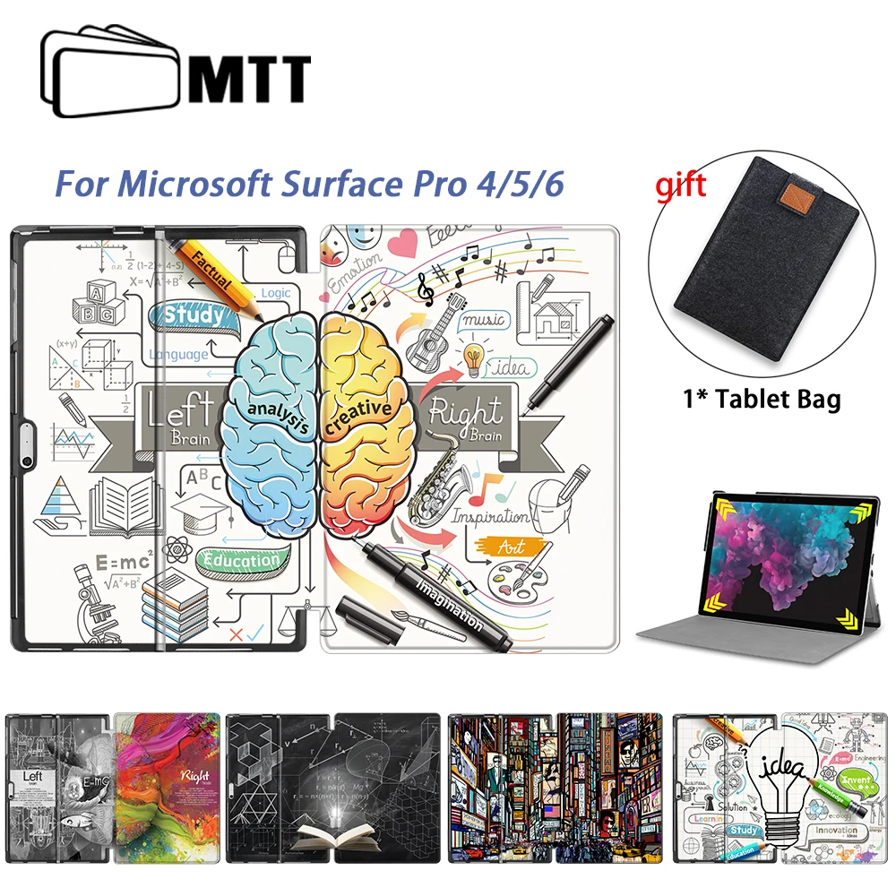 MTT чехол из полиуретановой кожи для планшета для microsoft Surface Pro 4 5 6 12,3 дюймов складной откидной Чехол-подставка защитный чехол с граффити