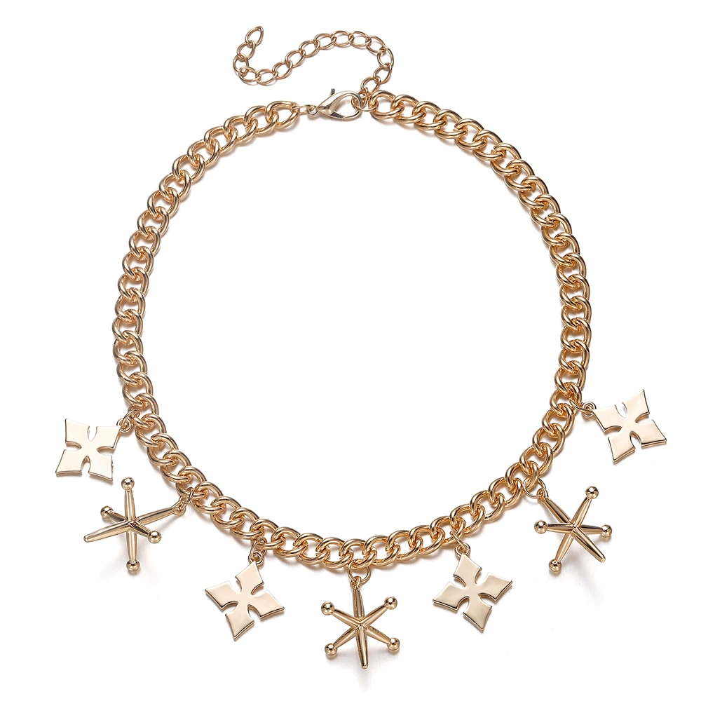 Короткое ожерелье-чокер с подвеской в виде звезд, хищные птицы, Харли Куинн, модное ювелирное изделие, золотая цепочка Y lariat, ожерелье для женщин, подарок