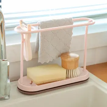 

Kitchen Sponge Brush Drying Drainer Storage Rack Dishcloth Hanger Shelf Holder Multi-function Durable Kitchen Storage Rack