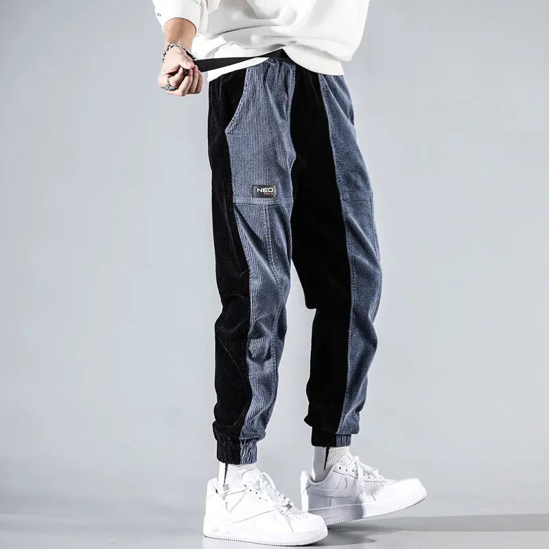 70% OFF Fashion Streetwear Men Jeans Loose Fit Spliced Designer Casual Corduroy Cargo Pants Harem Trousers Japanese Hip Hop Jogger Pants