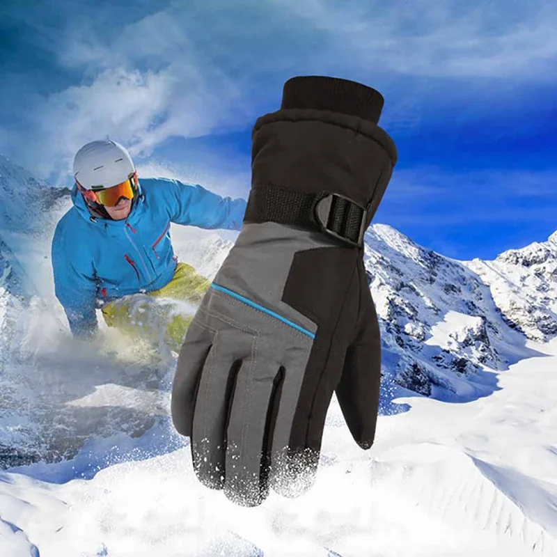 Winter Skiing Gloves Men Full Finger Thick Water Resistant Thermal Handwear Outdoor Riding Cycling Gloves