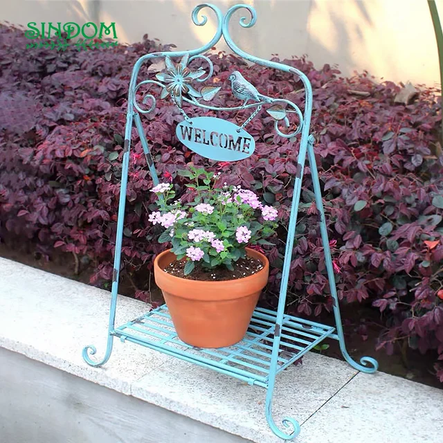 Soporte para macetas de hierro forjado antiguo, diseño de bienvenida  Vintage para exteriores, para Decoración - AliExpress