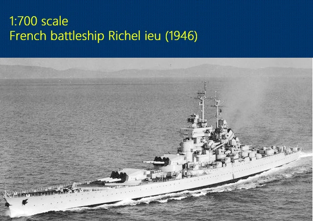 

French battleship Richelieu 1946 Military model Collection 1:700 scale