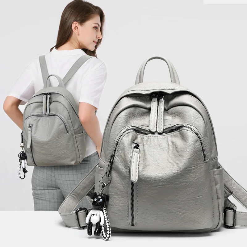 

women backpack leather school bags for teenager girls stone sequined female preppy style small backpack