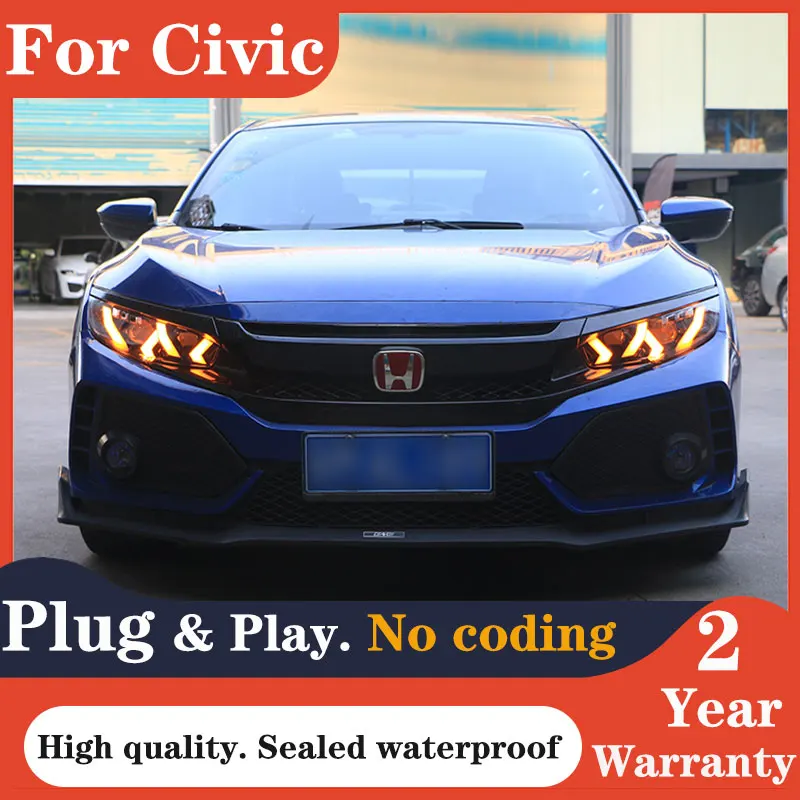 

Car Styling for Honda Civic X Headlights 2016-2018 New Civic LED Headlight DRL All LED High Beam Low Beam Head Lamp Accessories