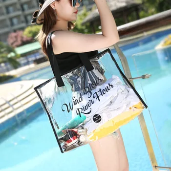 

Large Capacity PVC Summer Waterproof Transparent One Shoulder Beach Bag Receiving Bag Washing Bag Washing Bag