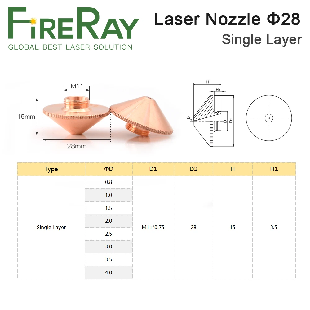 Лазерная насадка FireRay диаметром 28 мм однослойный двухслойный калибр резьба 0 8 5 M11