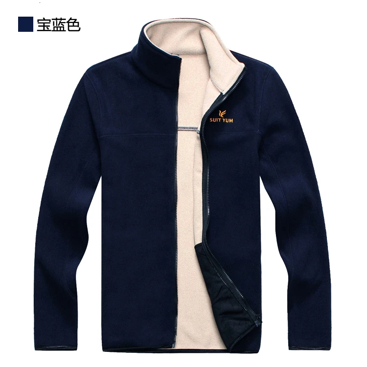 753 Navy Blue Mens Plus Velvet Warm Fleece Jacket Winter Outdoor Sport Thick Thermal Cardigan Coat Fleece Liner Riding Hiking Windproof Jacket - Цвет: 753 Navy Blue