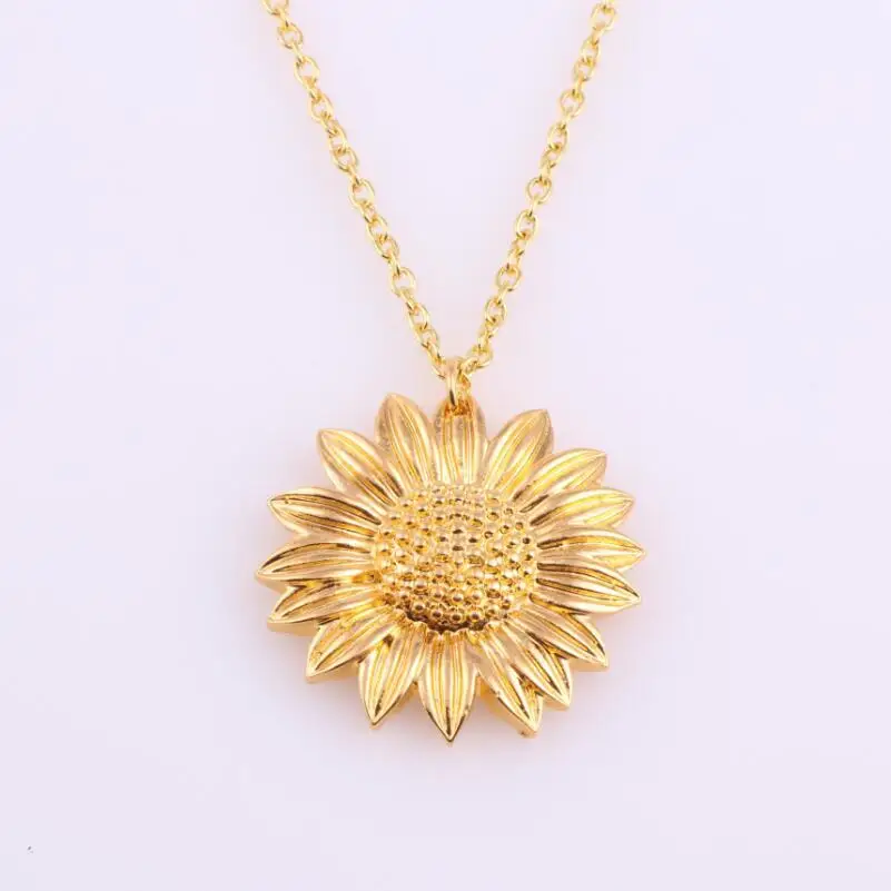 Gold C Женское золотое ожерелье на заказ You Are My Sunshine открытый медальон подсолнечник, подвеска, ожерелье чокер ожерелье с цепочкой аксессуары для шеи - Окраска металла: Gold C