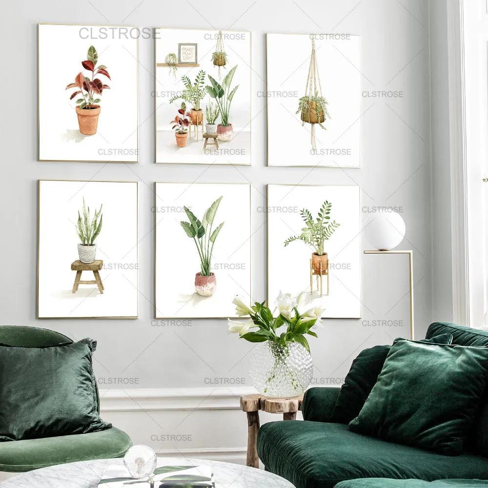 Watercolor Leaves Wall Art Canvas Painting Green Style Plant Nordic Posters and Prints Decorative Pictures Gift for Lover | Дом и сад