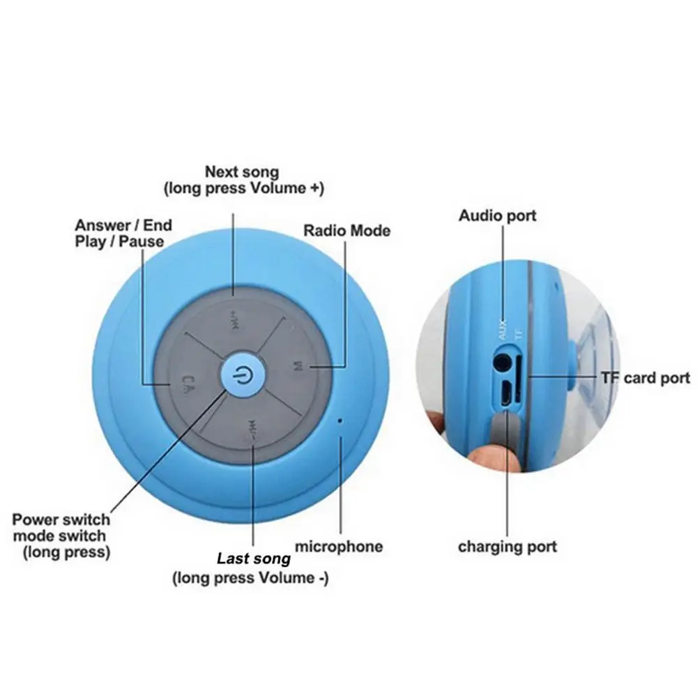 Водонепроницаемый Bluetooth динамик с светодиодный присоской беспроводной ванной автомобиль динамик для мобильных телефонов Поддержка громкой карты данных