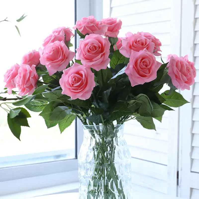 

45 cm High-grade moisturizing rose artificial flower fake silk flower bride held flowers wedding decoration diy Party home decor