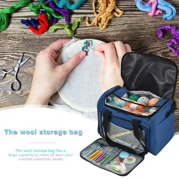 New Storage Bag Women Tote Yarn Wool Bag Holder Storage Case for Mom Crocheting Hooks Thread Sewing Accessories Knitting Bag 4