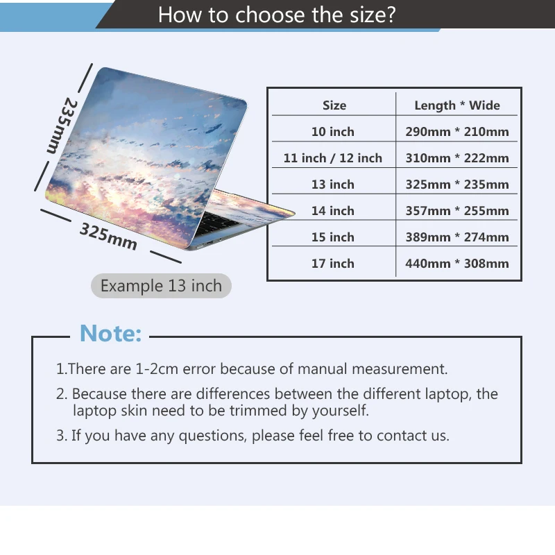 DIY 하늘 일몰 노트북 스킨 노트북 스티커 MacBook 노트북 용 12/13/14/15/17 인치 Dell HP Lenovo 등 노트북