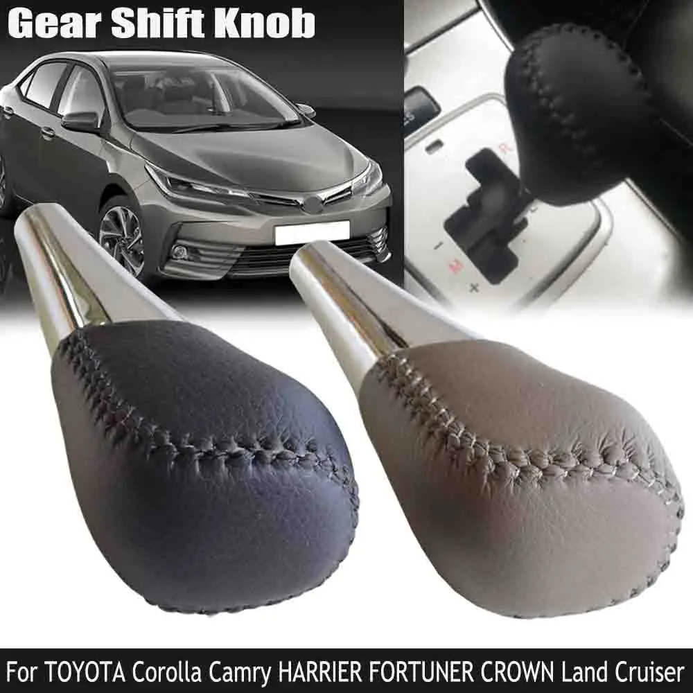 Серая/черная натуральная кожа Автоматическая рукоятка для рычага переключения передач гандбол для Toyota Corolla Camry HARRIER FORTUNER CROWN Land Cruiser