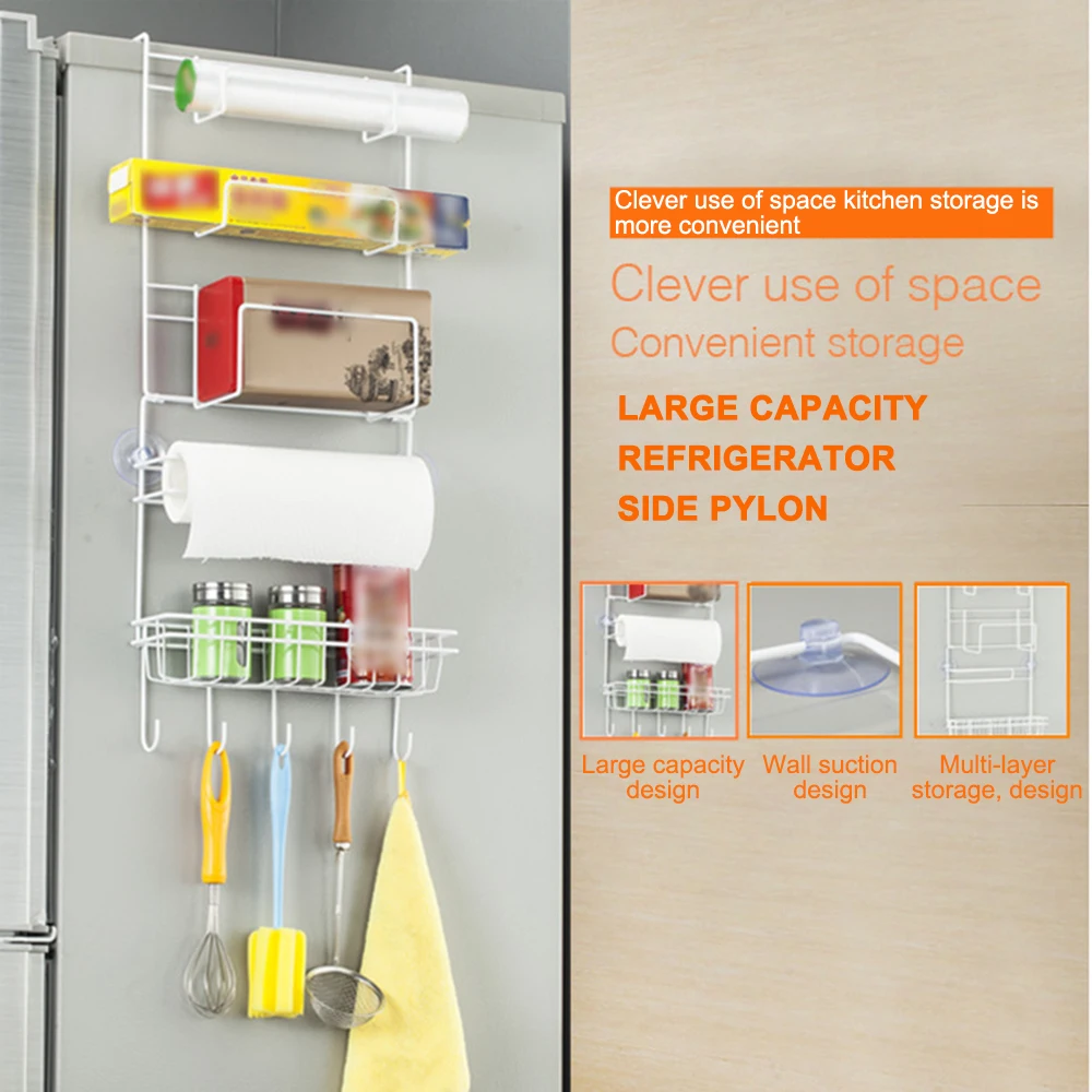 5 Layer Kitchen Side Shelf Rack Sidewall Multipurpose Shelf Crack Storage Rack Multi-Layer Holder Refrigerator Fridge