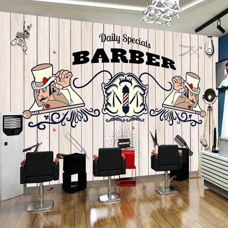 3D Barber Shop WGN146 Wallpaper Mural Decal Mural Photo Sticker Decal Wall Self-Adhesive Wall Art Design 3d printed Removable Wallpaper