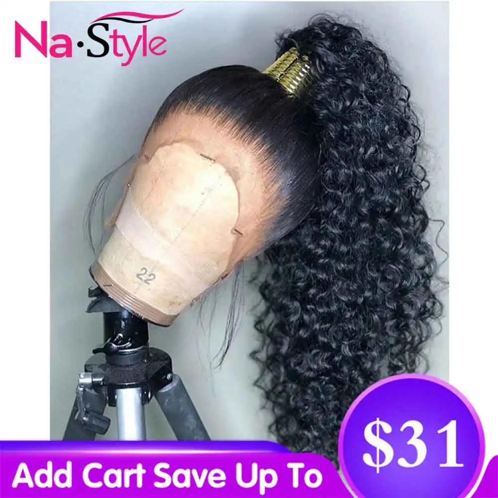 Billige HD Transparent Unsichtbare Spitze Perücke 360 Spitze Frontal Menschliches Haar Perücken Curly Lange Preplucked Gebleichte Knoten Natürliche Peruanische Remy
