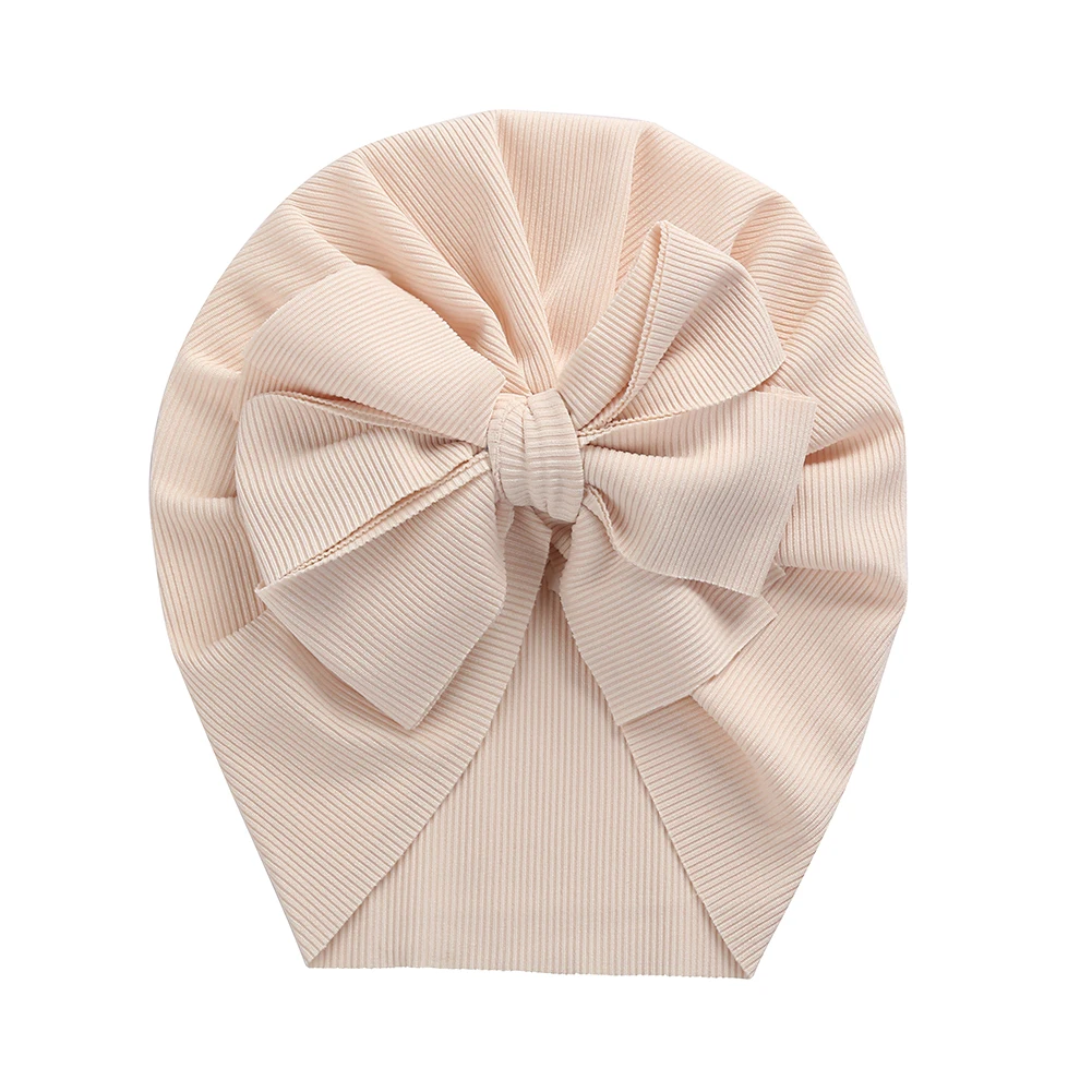 Solid Ribbed Bunny Knot Turban Hats for Baby Boys Girls Beanies Striped Thin Elastic Caps Bonnet Newborn Toddler 0-4T Headwraps baby accessories Baby Accessories