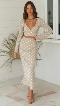 

Women summer Dress 2020 Fashion long flare sleeve sexy V Neck dress bow-knit Fishtail skirt with hips dress two suits