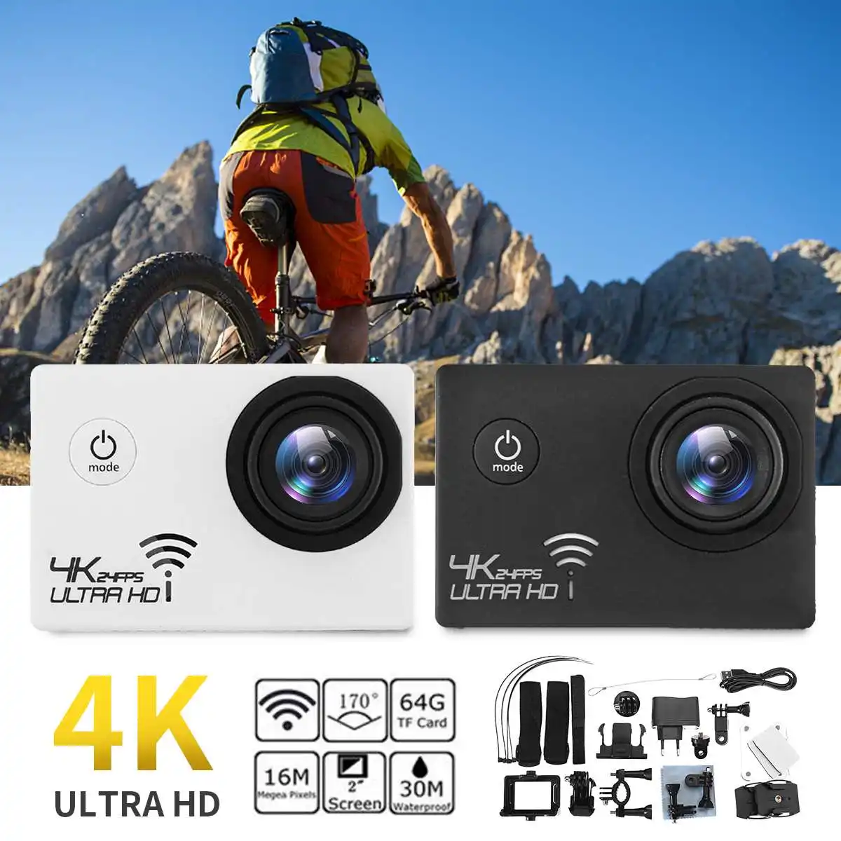 4K 16MP Full 1080P HD Wifi Sport Action Camera DVR DV Camcorder Waterproof Underwater Diving Video Helmet Cam pro Camera