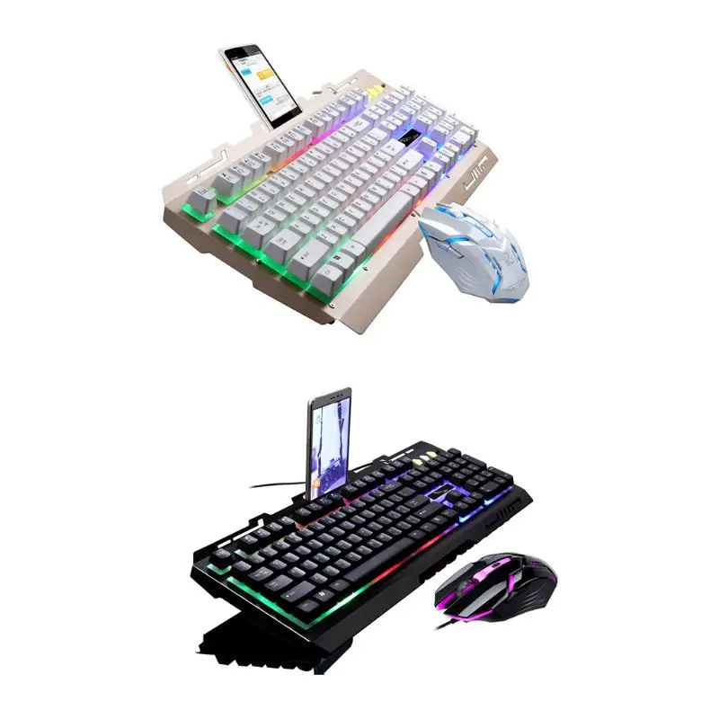 

Rainbow LED Backlight Gaming Equipment Kit USB Charging Light Keyboard & Mouse Combo