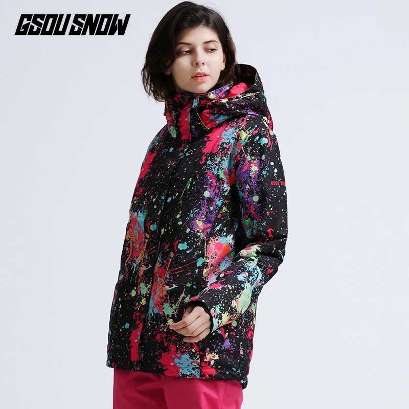 jacket 1 Новые красочные лыжный костюм женский сноуборд куртка лыжная куртка женщины Gsou ЗИМНИХ видов спорта, лыжные носить снег парка для россии зимой-30, горнолыжный костюм женский, горнолыжные куртки женские - Цвет: jacket 1