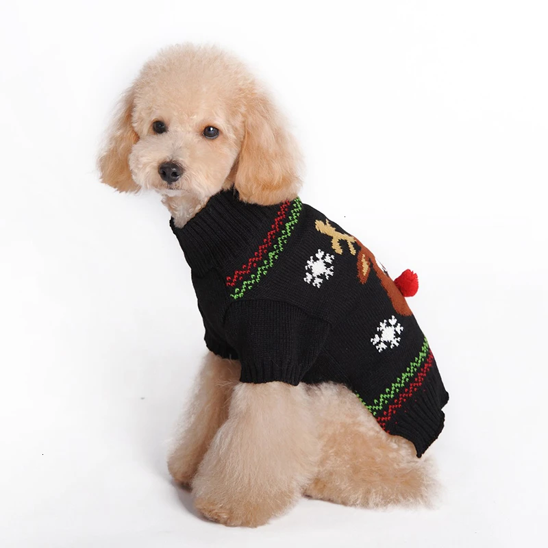 Benepaw Warm Knitted Dog Christmas Sweater Winter Cartoon Reindeer Chihuahua Pet Clothes For Small Medium Dogs Clothing