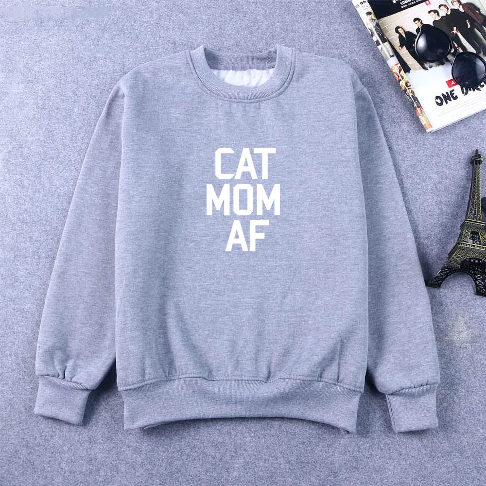 MOM CAT AF Print Women Sweatshirts Casual Cotton coat for cat lover Funny hoodies For Lady Girl pullovers Hipster Tumblr