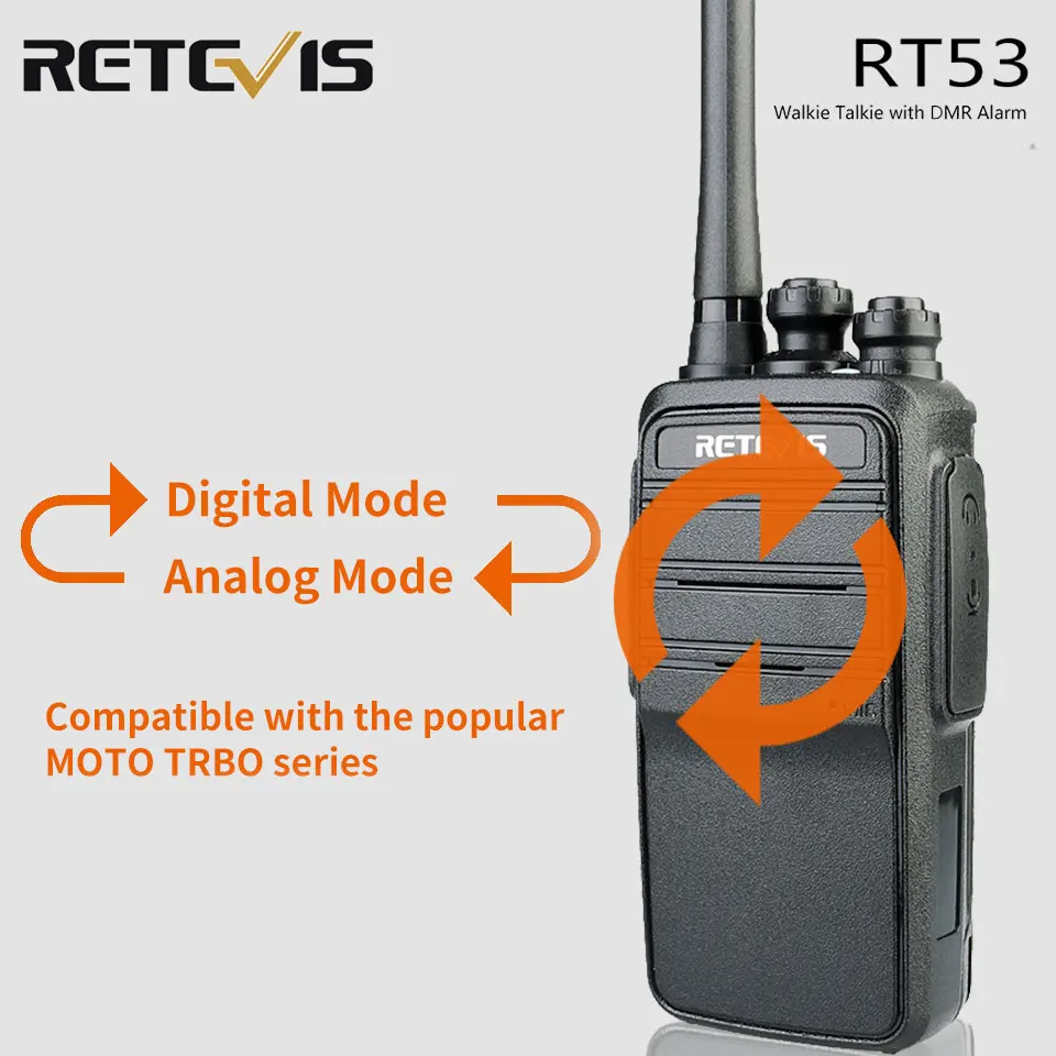 

Retevis RT53 DMR Digital Walkie Talkie UHF DMO VOX Digital Analog Two Way Radio Comunicador Transceiver handsfree walkie talkie