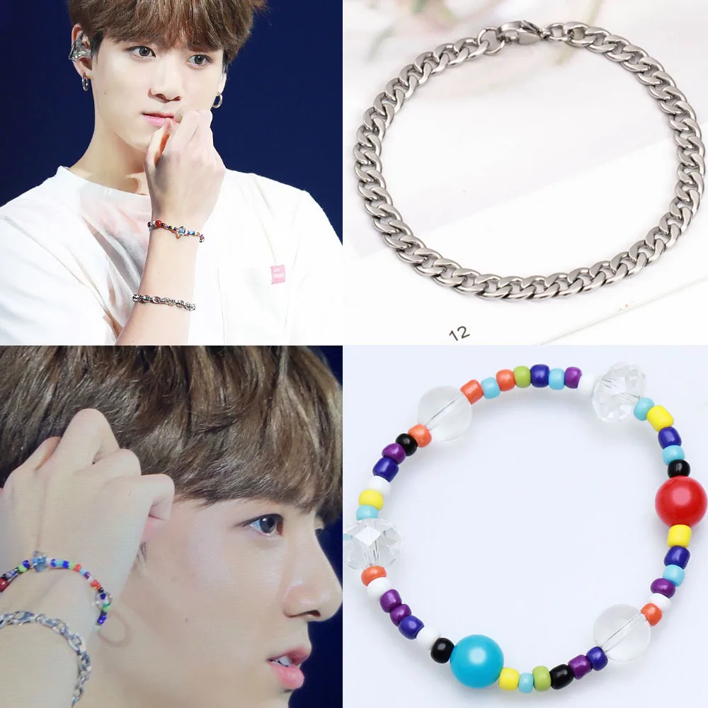 1 шт. браслет с хрустальными бусинами в стиле K POP эластичный Jungkook для женщин и