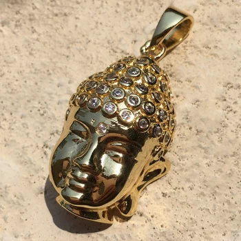 

Hip hop jewelry gold sets cz Buddha Head Pendant Necklace For Men Women Pendants Jewelry