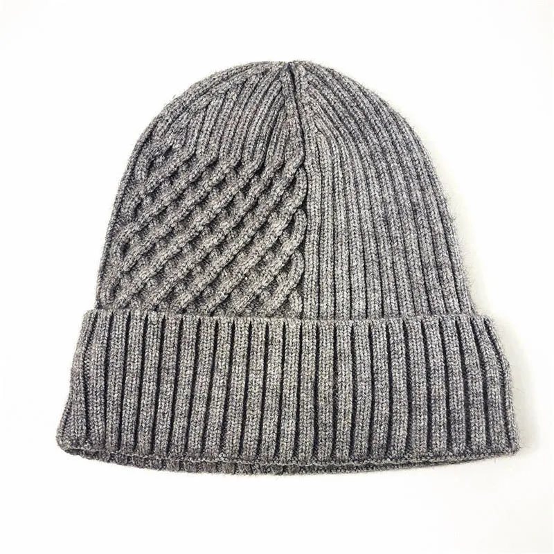 grey Мужская Зимняя Вязаная Шерстяная Шапка Skullie Beanies, шапка с однотонной расцветкой, кепки в стиле хип-хоп, уличная Толстая теплая шапка для мальчиков, Мужская кепка с дыней - Цвет: grey