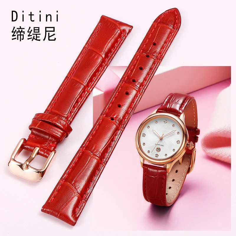 

Cowhide genuine leather watch band for rossini 716728 517768 5722 ebohr tissot19 20 21mm casio14mm LTP-1208E-9B2 female watches