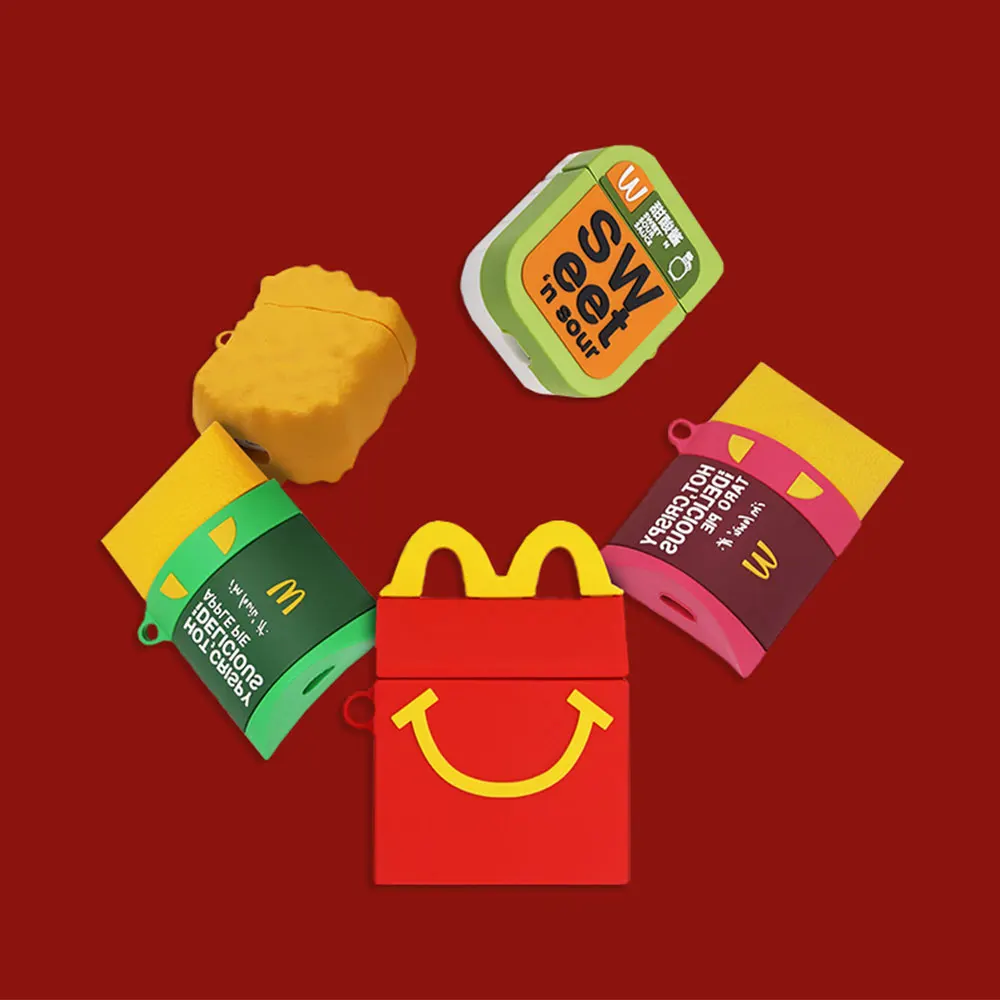3D Милые чехлы для наушников mcdonald's Chicken McNuggets McKee Box для Apple Airpods 1/2 забавная Силиконовая Защитная крышка для наушников