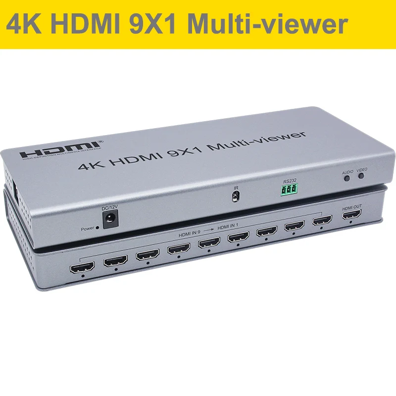 4K hdmi мультипросмотрщик 8X1 9X1 hdmi мультипросмотрщик бесшовный HDMI сплиттер мультипросмотрщик разделитель экрана конвертер с ИК - Цвет: 9X1 multiviewer