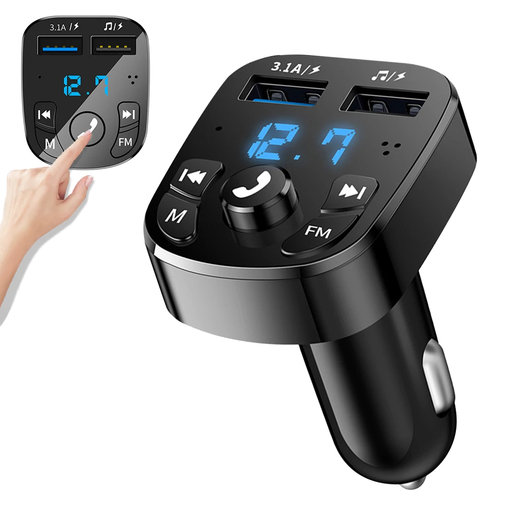 Transmetteur FM sans fil Bluetooth 5.0 Adaptateur MP3 Kit voiture Chargeur USB