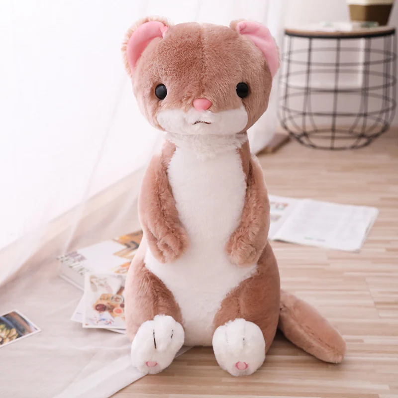 Креативная Ferret, мягкая кукла, Имитация животных, игрушка, мягкая Сидящая Ferret, лесные животные, плюшевые игрушки, детские куклы, плюшевая игрушка для кошек, подарок - Цвет: brown