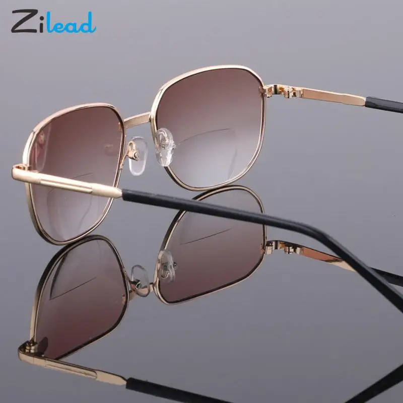 Zilead Metal Reading Glasses Women Men Far Near Double light Presbyopic Eyewear Hyperopia Eyeglasses Diopters+1.5 2.0 2.5 3.0