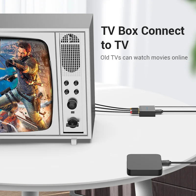 HDMI to AV Adapter Vention HDMI to RCA CVBS L/R Video 1080P Switch with Mini USB Power Cable For TV Box AV
