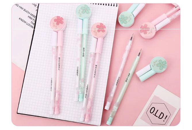 Wholesale Gel Pen Creative Cherry Blossom Penalty Neutral Pen 0.5mm Students Stationery Writing Tool Office Supplies GP578