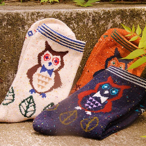 

Women Socks Middle Tube New Japanese Owl Cartoon Animal Series Ideas Yarn Female Wool Socks Warm Socks