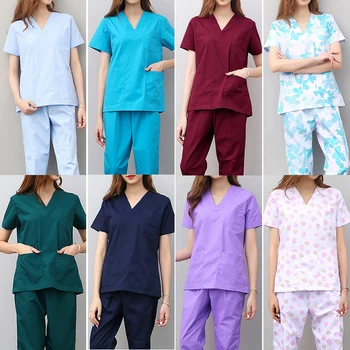 

Medical Sets Hospital Doctors Nurses Short-sleeved Uniform Suits Dental Oral Clinic Beauty Salon Workwear Overalls Clothes new