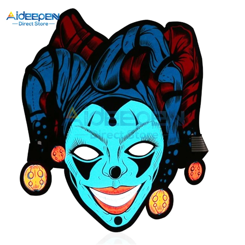 Хэллоуин светящаяся маска холодный легкий шлем Хэллоуин вечерние танцы ужас Голосовая активированная музыкальная маска Маскарад косплей