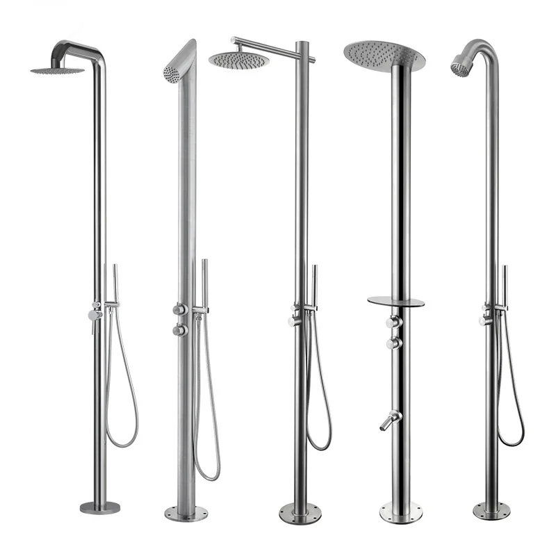 Floor Mount Shower Faucet Brushed Nickel Outdoor Shower Mixer Tap