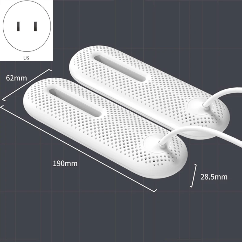 Портативная электрическая сушилка для обуви 220 В дезодорирующая осушительная обувь запеченная сушилка для обуви 12 Вт вилка стандарта США белая