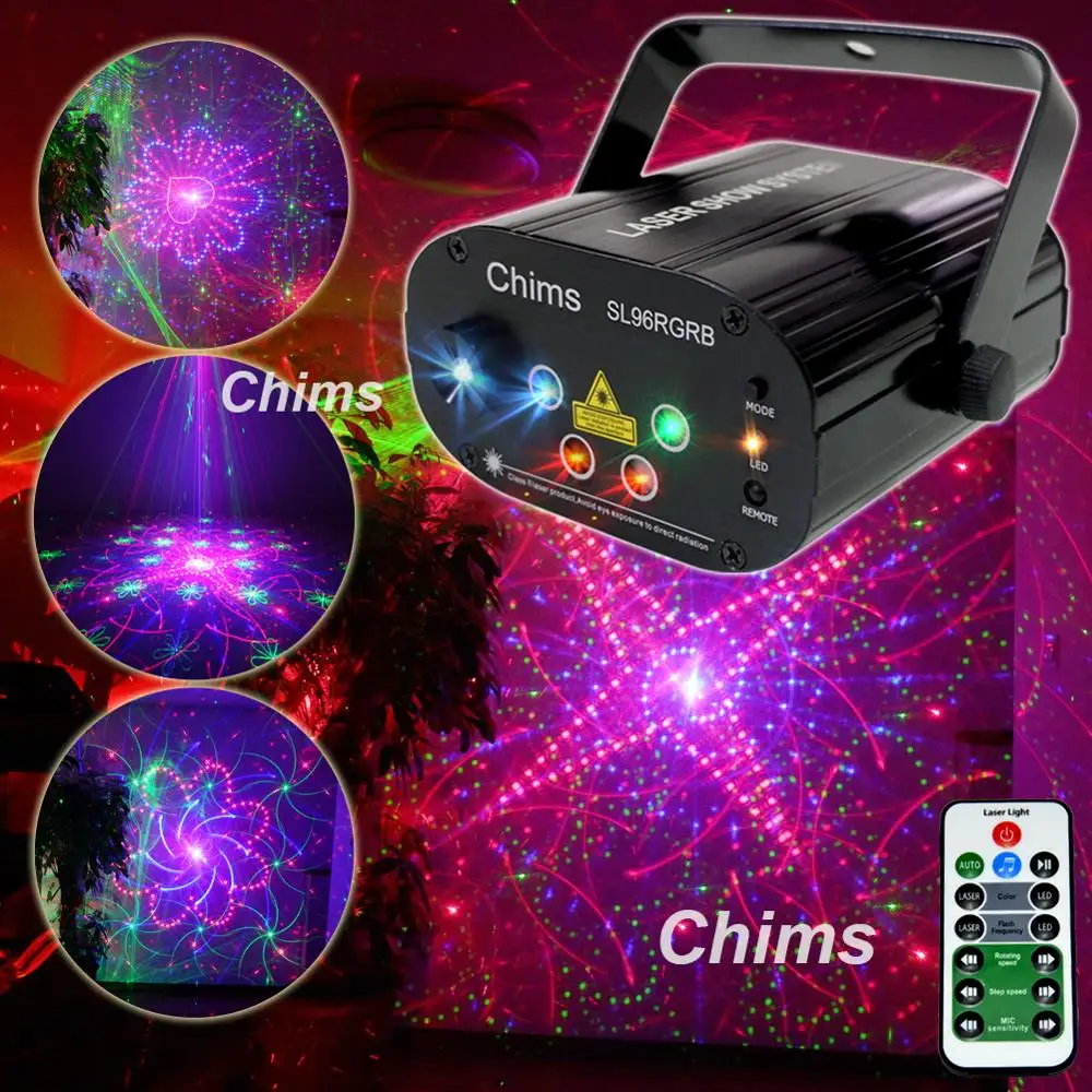 Chims Stage Light Rgb Disco Laser 96 Pattern Laser Light Dj Led Lights Colorful Party Projector Laser Christmas Xmas Music Bar Disco Dj Mini Laserlight Effect Aliexpress