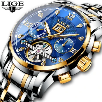 

New LIGE Men Watches Male Top Brand Luxury Automatic Mechanical Watch Men Waterproof Full Steel Business Watch Relogio Masculino