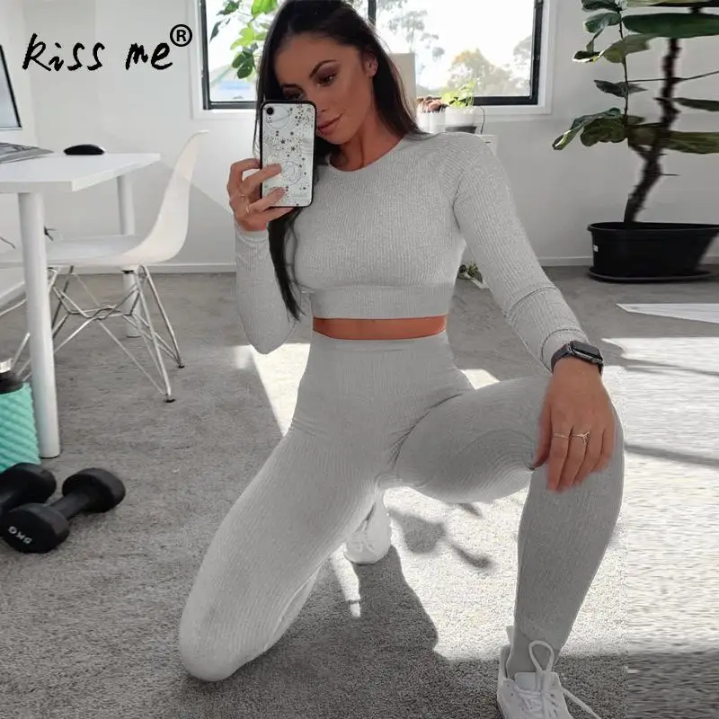 

Long Sleeve Yoga Set Women Gym Leggings With Tank Top Women Running Training Sportswear Flexible Exercise Solid Sport Suit