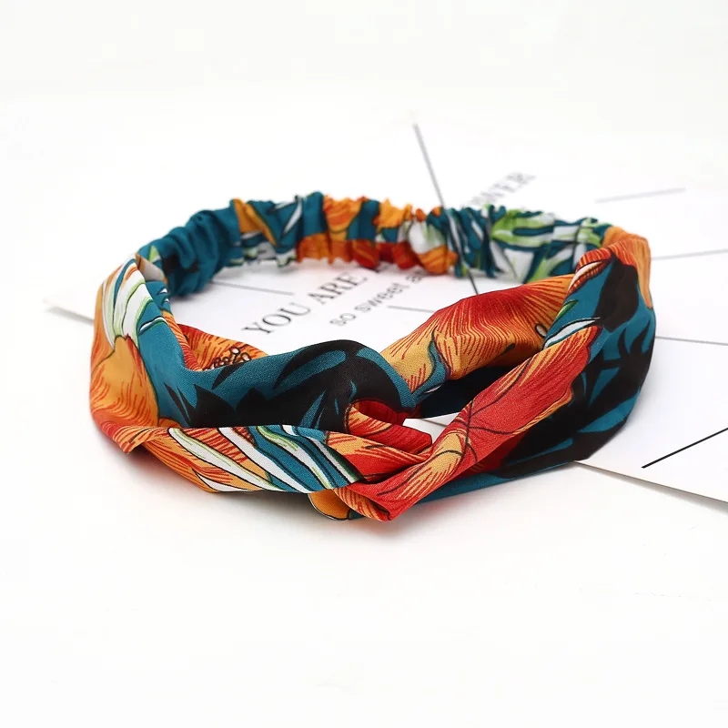 New Bohemian cross elastic hair band for women chiffon silk headband ladies headband hair accessories sports wash headwear